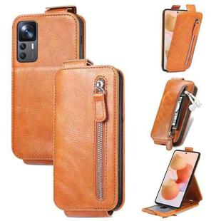 For Xiaomi 12T / 12T Pro / Redmi K50 Ultra Zipper Wallet Vertical Flip Leather Phone Case(Brown)