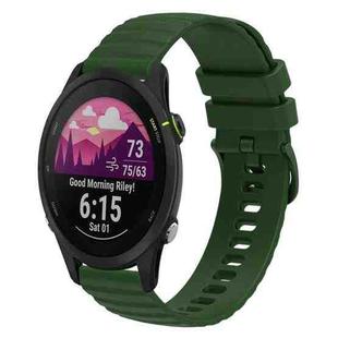 For Garmin Forerunner 255S 18mm Wavy Dotted Solid-Color Silicone Watch Band(Army Green)