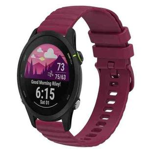 For Garmin Forerunner 255S 18mm Wavy Dotted Solid-Color Silicone Watch Band(Wine Red)