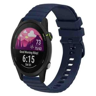 For Garmin Forerunner 255S Music 18mm Wavy Dotted Solid-Color Silicone Watch Band(Dark Blue)