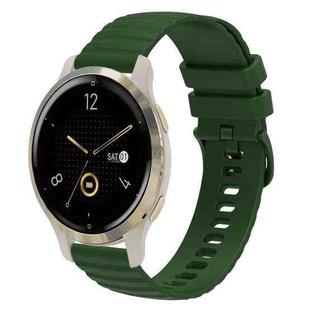 For Garmin Venu 2S 18mm Wavy Dotted Solid-Color Silicone Watch Band(Army Green)