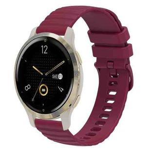 For Garmin Venu 2S 18mm Wavy Dotted Solid-Color Silicone Watch Band(Wine Red)