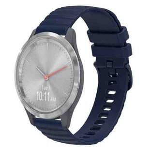 For Garmin Vivomove 3S 18mm Wavy Dotted Solid-Color Silicone Watch Band(Dark Blue)