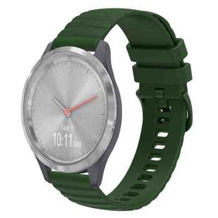 For Garmin Vivomove 3S 18mm Wavy Dotted Solid-Color Silicone Watch Band(Army Green)