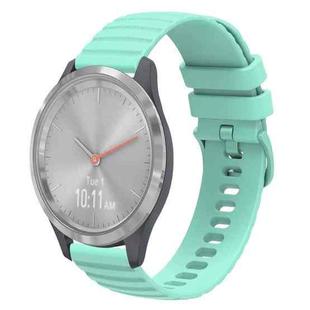 For Garmin Vivomove 3S 18mm Wavy Dotted Solid-Color Silicone Watch Band(Teal Green)