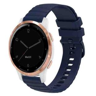 For Garmin Vivoactive 4S 18mm Wavy Dotted Solid-Color Silicone Watch Band(Dark Blue)