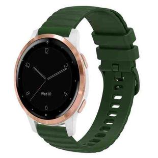 For Garmin Vivoactive 4S 18mm Wavy Dotted Solid-Color Silicone Watch Band(Army Green)