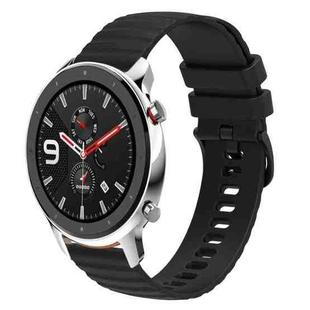 For Amazfit GTR 4 22mm Wavy Dotted Solid-Color Silicone Watch Band(Black)