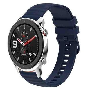 For Amazfit GTR 4 22mm Wavy Dotted Solid-Color Silicone Watch Band(Dark Blue)