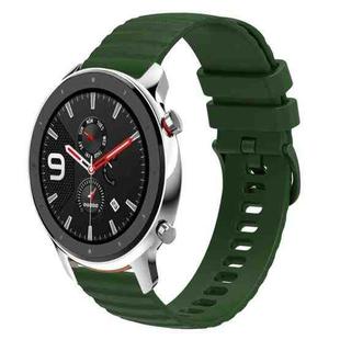 For Amazfit GTR 4 22mm Wavy Dotted Solid-Color Silicone Watch Band(Army Green)