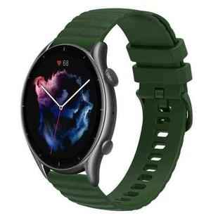 For Amazfit GTR 3 22mm Wavy Dotted Solid-Color Silicone Watch Band(Army Green)