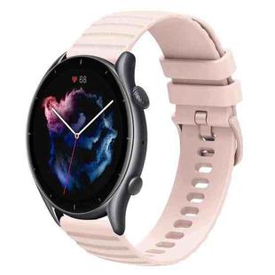 For Amazfit GTR 3 Pro 22mm Wavy Dotted Solid-Color Silicone Watch Band(Pink)