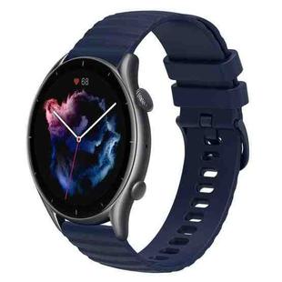 For Amazfit GTR 3 Pro 22mm Wavy Dotted Solid-Color Silicone Watch Band(Dark Blue)