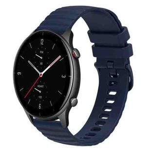 For Amazfit GTR 2e 22mm Wavy Dotted Solid-Color Silicone Watch Band(Dark Blue)