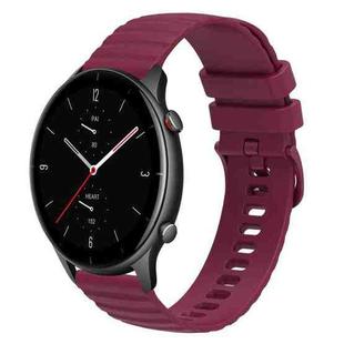 For Amazfit GTR 2e 22mm Wavy Dotted Solid-Color Silicone Watch Band(Wine Red)