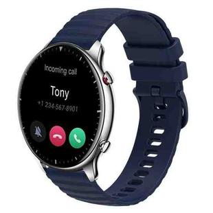 For Amazfit GTR 2 22mm Wavy Dotted Solid-Color Silicone Watch Band(Dark Blue)