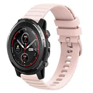 For Amazfit 3 Stratos 22mm Wavy Dotted Solid-Color Silicone Watch Band(Pink)