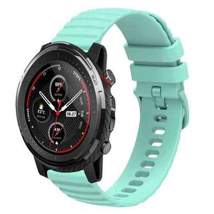 For Amazfit 3 Stratos 22mm Wavy Dotted Solid-Color Silicone Watch Band(Green)