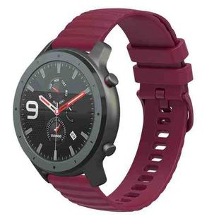 For Amazfit GTR 47mm 22mm Wavy Dotted Solid-Color Silicone Watch Band(Wine Red)