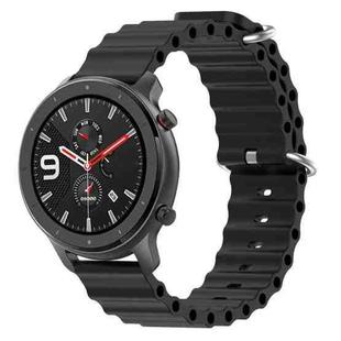 For Amazfit GTR 4 22mm Ocean Style Solid Color Silicone Watch Band(Black)