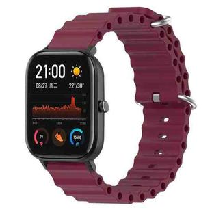 For Amazfit GTS 4 Mini 20mm Ocean Style Solid Color Silicone Watch Band(Wine Red)