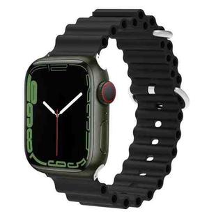 Ocean Silicone Metal Head Watch Band For Apple Watch Series 8&7 41mm / SE 2&6&SE&5&4 40mm / 3&2&1 38mm(Black)