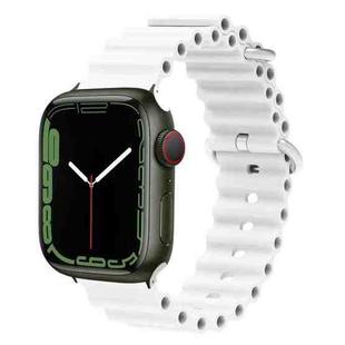 Ocean Silicone Metal Head Watch Band For Apple Watch Series 8&7 41mm / SE 2&6&SE&5&4 40mm / 3&2&1 38mm(White)