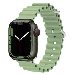 Ocean Silicone Metal Head Watch Band For Apple Watch Series 8&7 41mm / SE 2&6&SE&5&4 40mm / 3&2&1 38mm(Light Geen)