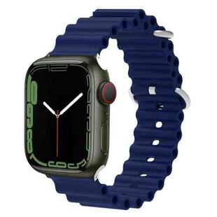 Ocean Silicone Metal Head Watch Band For Apple Watch Series 8&7 41mm / SE 2&6&SE&5&4 40mm / 3&2&1 38mm(Dark Blue)