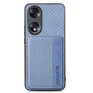 For Honor 70 Carbon Fiber Magnetic Card Bag Phone Case(Blue)