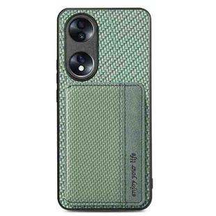 For Honor 70 Carbon Fiber Magnetic Card Bag Phone Case(Green)