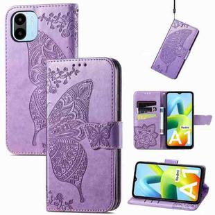 For Xiaomi Redmi A1 Butterfly Love Flower Embossed Leather Phone Case(Lavender)