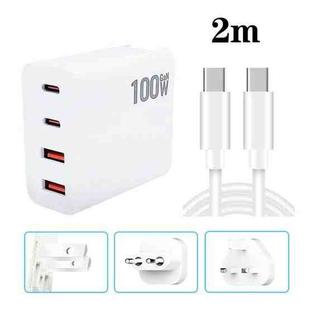 GaN 100W Dual USB + Dual USB-C/Type-C Multi Port Charger with 2m Type-C to Type-C Data Cable Set US / EU / UK Plug