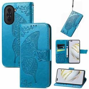 For Huawei Nova 10 Pro Butterfly Love Flower Embossed Leather Phone Case(Blue)