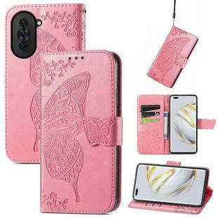 For Huawei Nova 10 Pro Butterfly Love Flower Embossed Leather Phone Case(Pink)