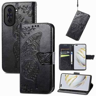 For Huawei Nova 10 Pro Butterfly Love Flower Embossed Leather Phone Case(Black)