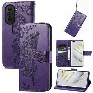 For Huawei Nova 10 Pro Butterfly Love Flower Embossed Leather Phone Case(Purple)