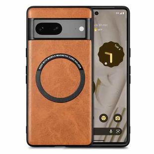 For Google Pixel 7 Solid Color Magsafe Leather Phone Case(Brown)