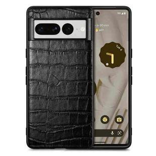 For Google Pixel 7 Pro Crocodile Grain Leather Back Cover Phone Case(Black)