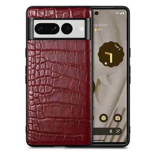 For Google Pixel 7 Pro Crocodile Grain Leather Back Cover Phone Case(Red)