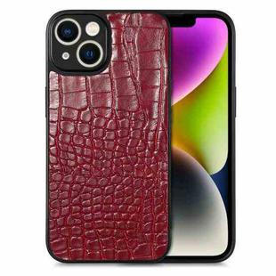 For iPhone 14 Crocodile Grain Leather Back Cover Phone Case(Red)