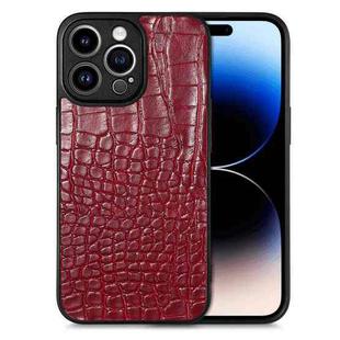 For iPhone 14 Pro Max Crocodile Grain Leather Back Cover Phone Case(Red)