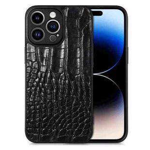 For iPhone 14 Pro Crocodile Grain Leather Back Cover Phone Case(Black)