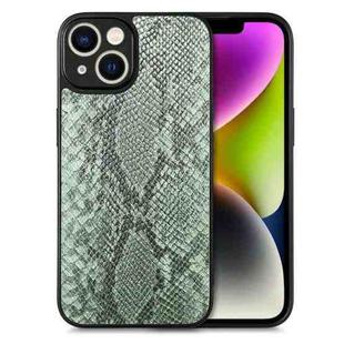 For iPhone 14 Snakeskin Leather Back Cover Phone Case(Green)