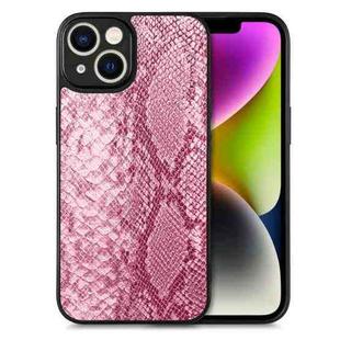 For iPhone 14 Snakeskin Leather Back Cover Phone Case(Pink)