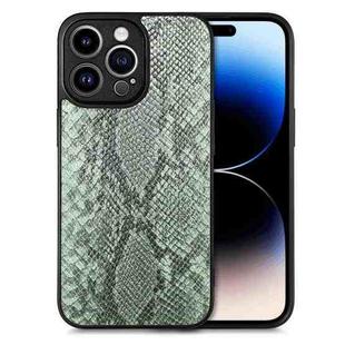 For iPhone 14 Pro Snakeskin Leather Back Cover Phone Case(Green)