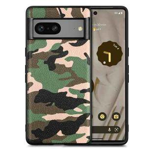 For Google Pixel 7 Camouflage Leather Phone Case(Green)