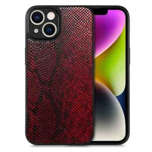 For iPhone 14 Plus Snakeskin Leather Back Cover Phone Case(Red)