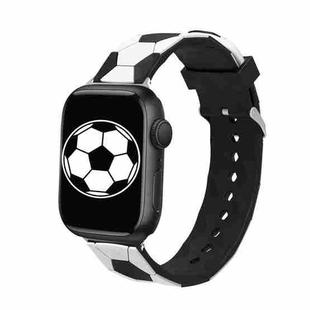 Football Style Metal Connector Silicone Watch Band For Apple Watch Ultra 49mm / Series 8&7 45mm / SE 2&6&SE&5&4 44mm / 3&2&1 42mm(White+Black)