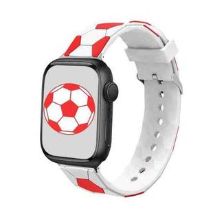 Football Style Metal Connector Silicone Watch Band For Apple Watch Ultra 49mm / Series 8&7 45mm / SE 2&6&SE&5&4 44mm / 3&2&1 42mm(White+Red)